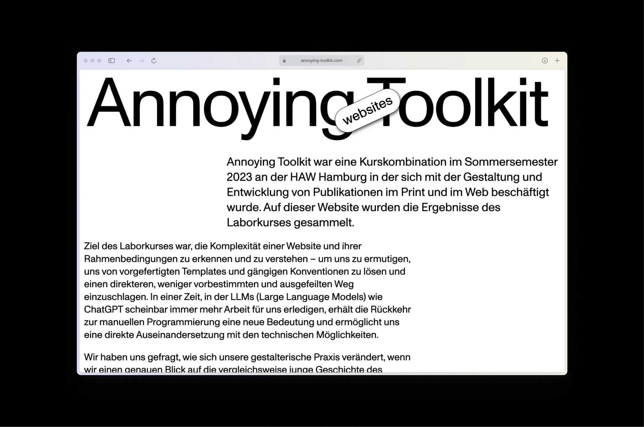 Screenshot, Annyoing–Toolkit Website