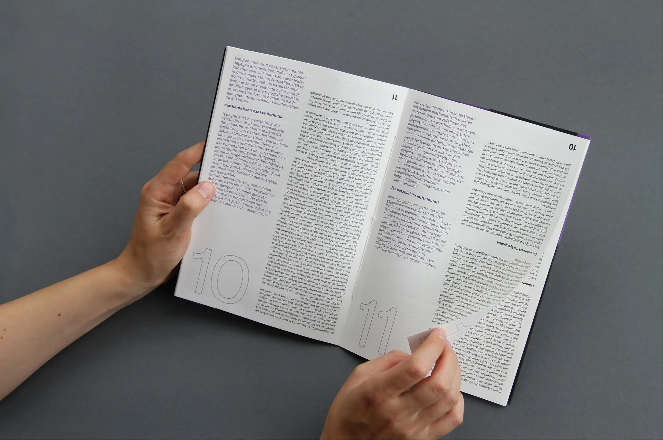 Typografiestreit der Moderne: Max Bill, aufgeschlagen auf Seite 10/11.